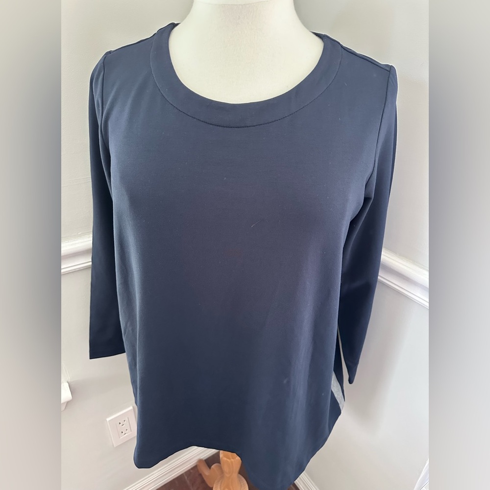 J. Jill Blue Fitted 3/4 Sleeve Blouse Wearever Collection